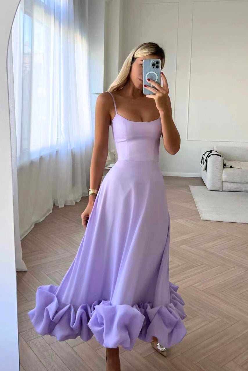 Women's A Line Midi Dress with Ruffle Hem