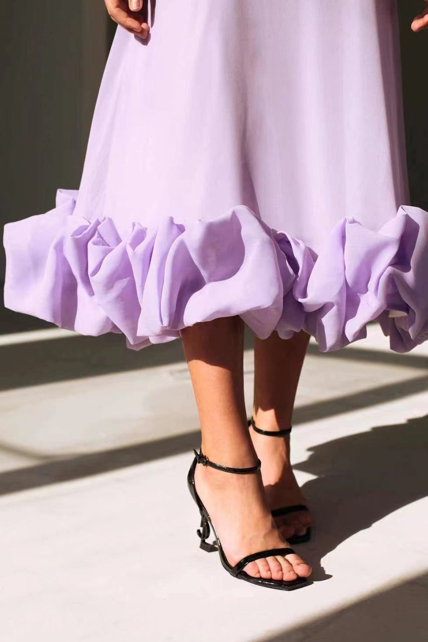 Women's A Line Midi Dress with Ruffle Hem