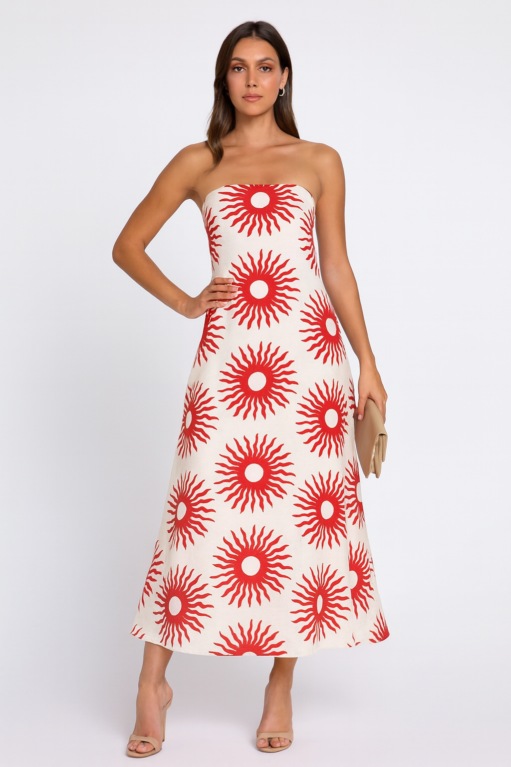 Women's Bandeau Printed Dress Maxi