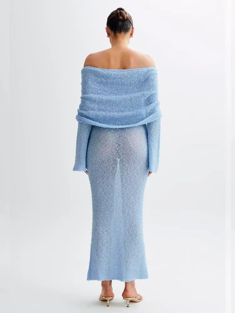 Women's Bardot Long Sleeve Bell Sleeve Dress Maxi