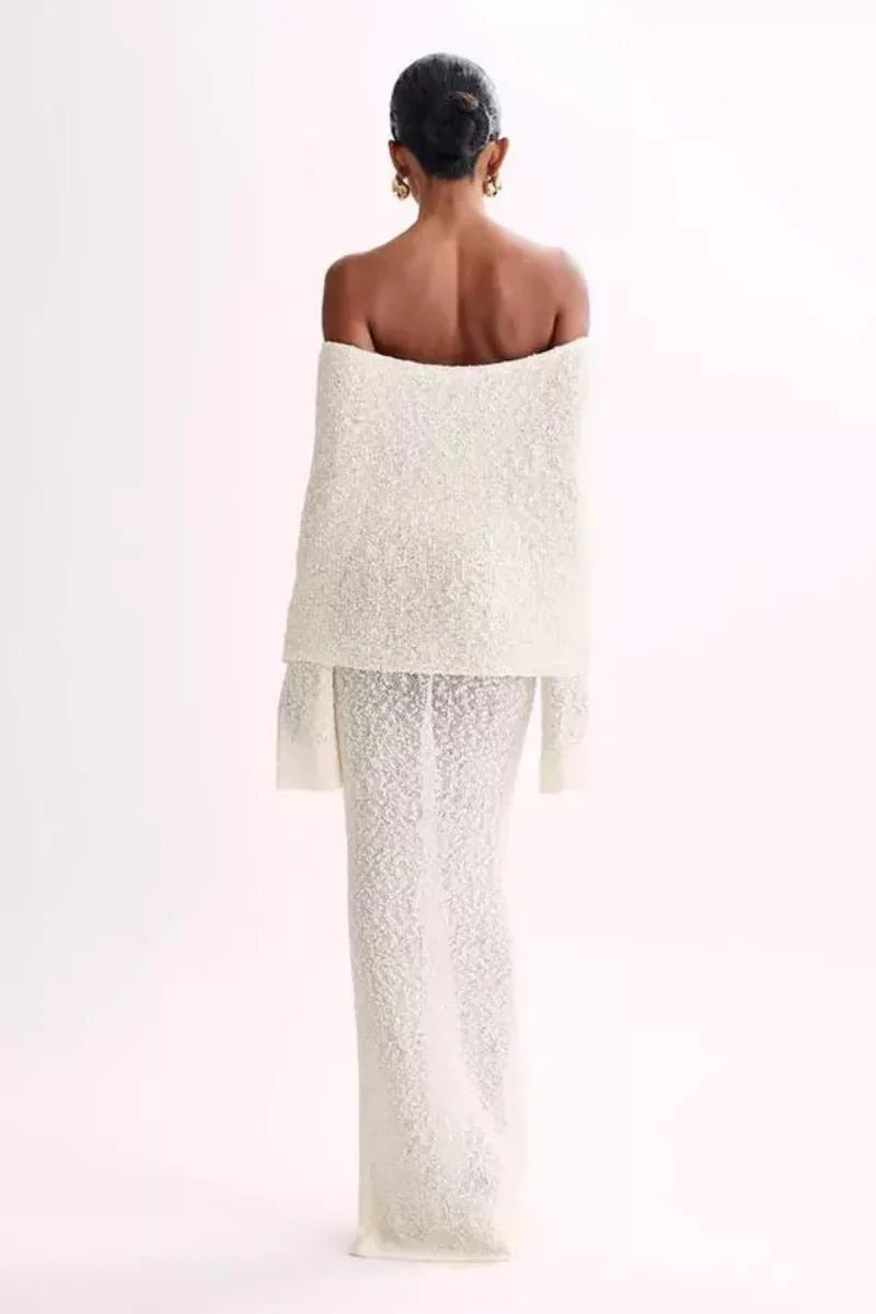 Women's Bardot Long Sleeve Bell Sleeve Dress Maxi