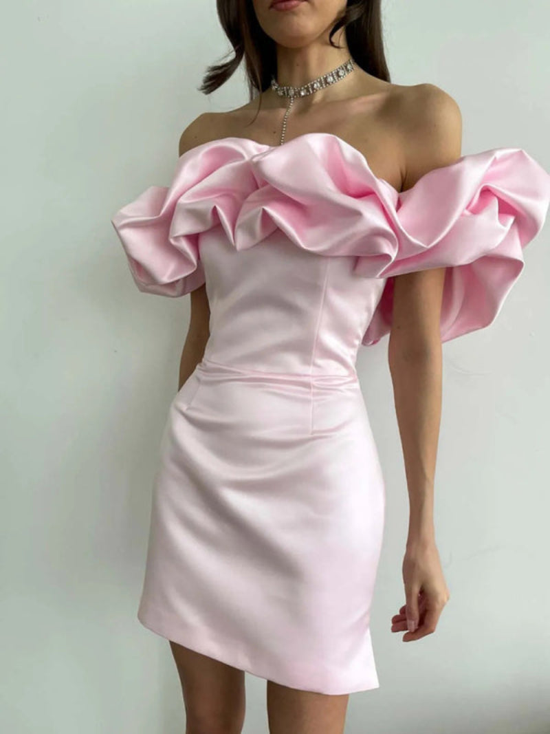 Women's Bardot Ruffle Bodycon Dress Mini