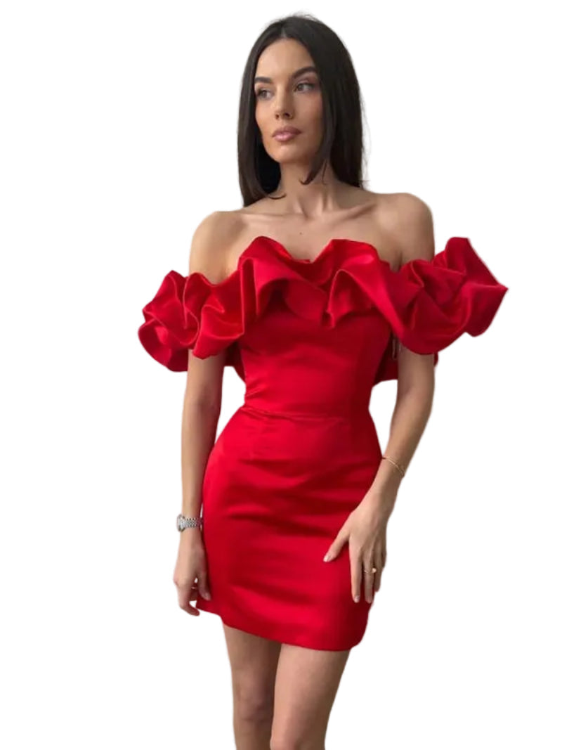 Women's Bardot Ruffle Mini Dress
