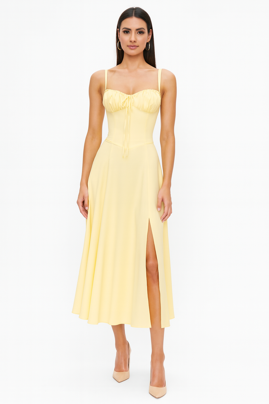 Women's Floral Corset Dress Midi