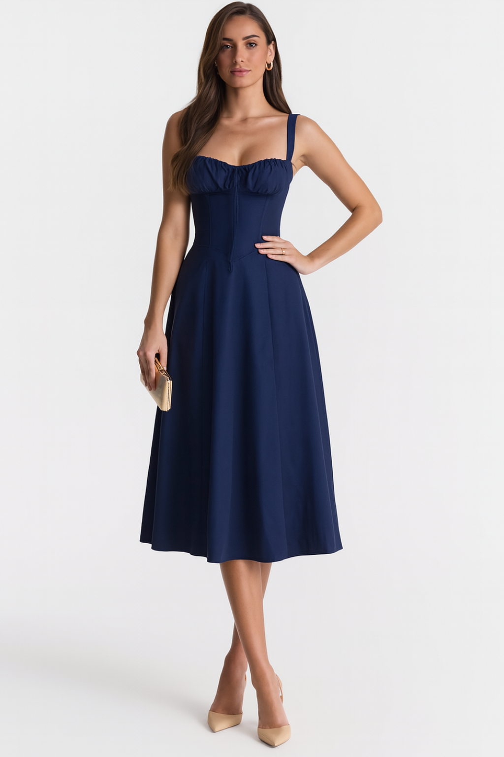 Women's Floral Corset Dress Midi