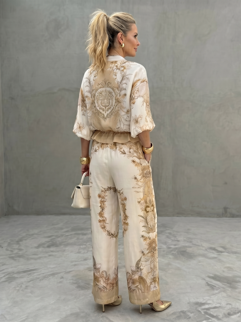 Women's Floral Wide Leg Trouser Suit