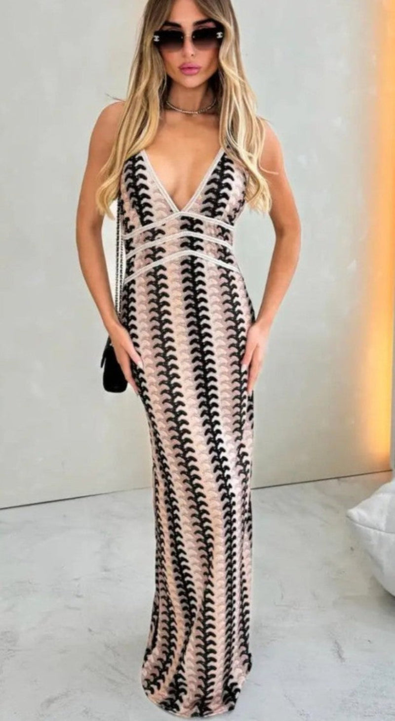 Women's Halter Backless Dress Maxi