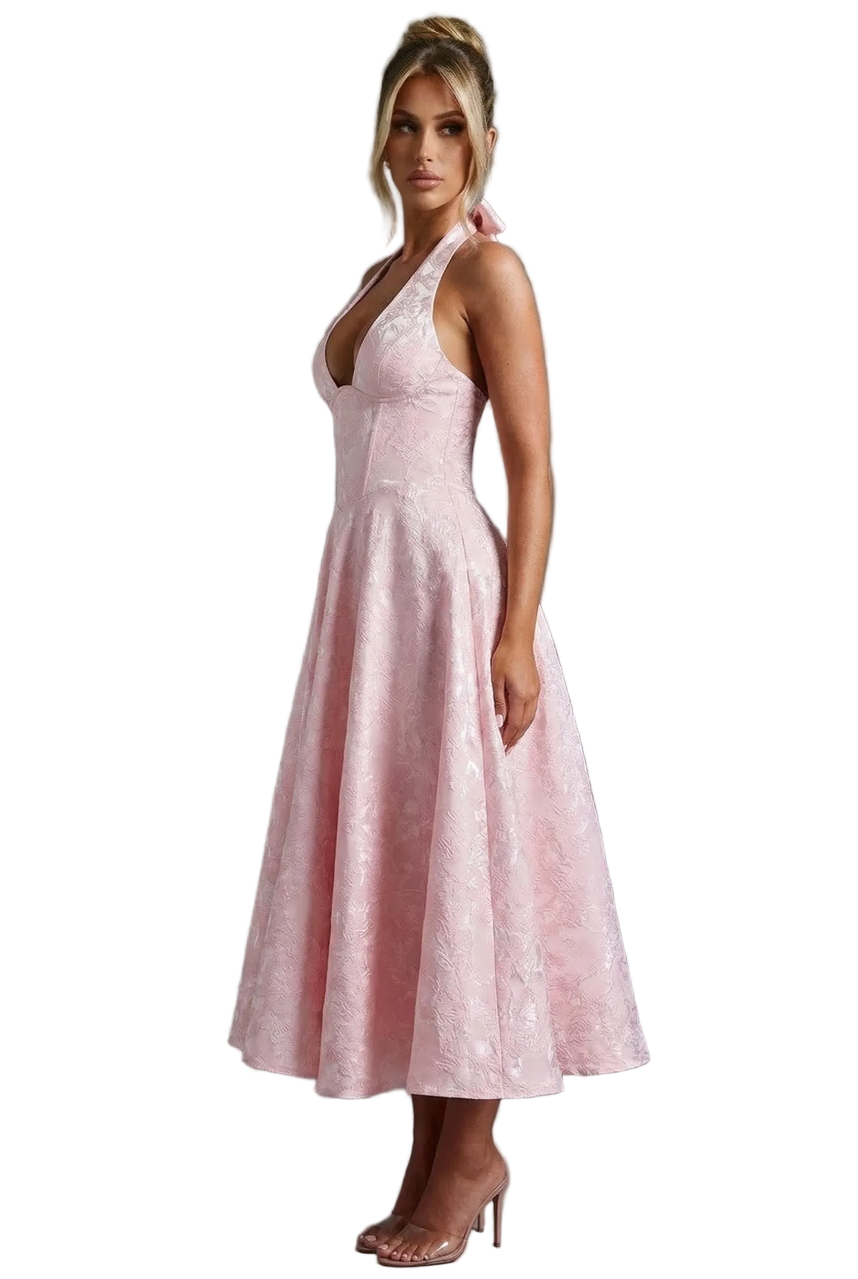 Women's Halter Neck Full Skirt Dress Midi