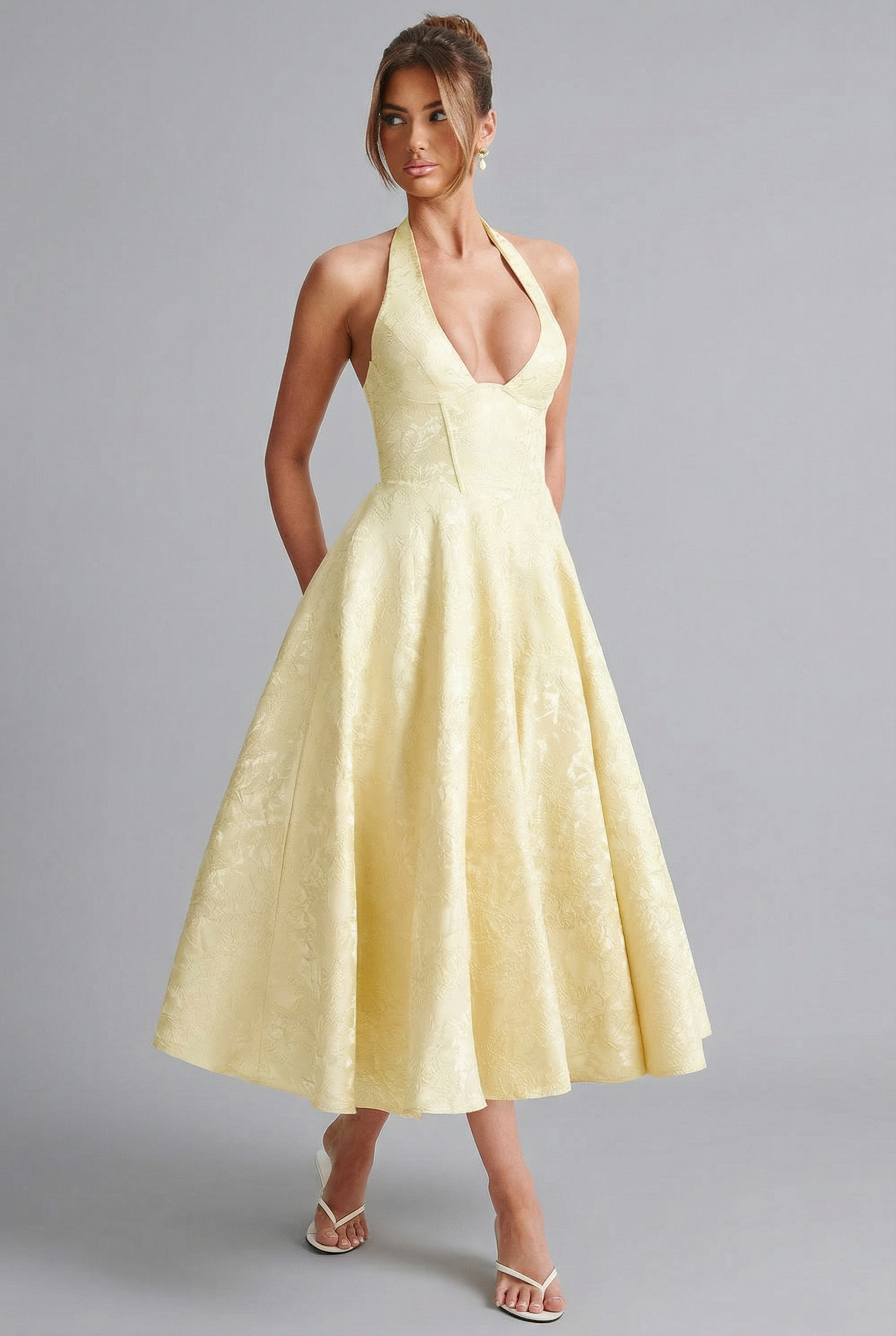 Women's Halter Neck Full Skirt Dress Midi