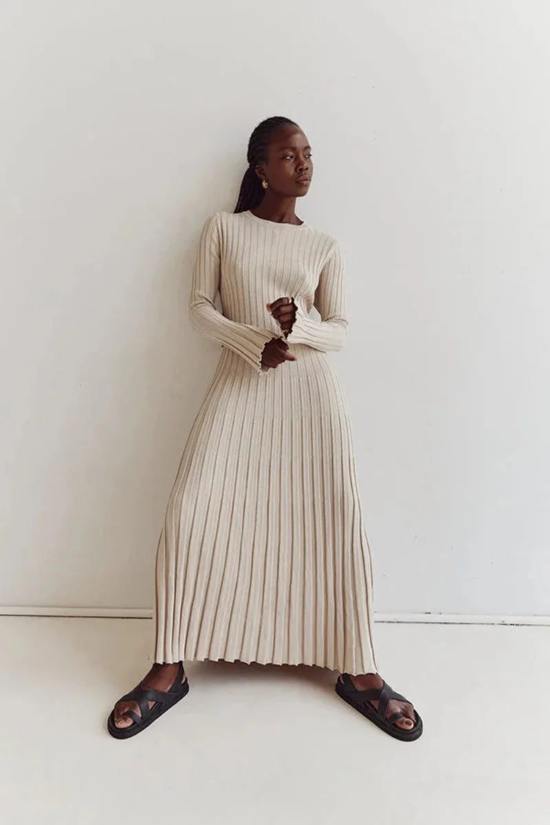 Women's Knit Long Sleeve Dress Maxi