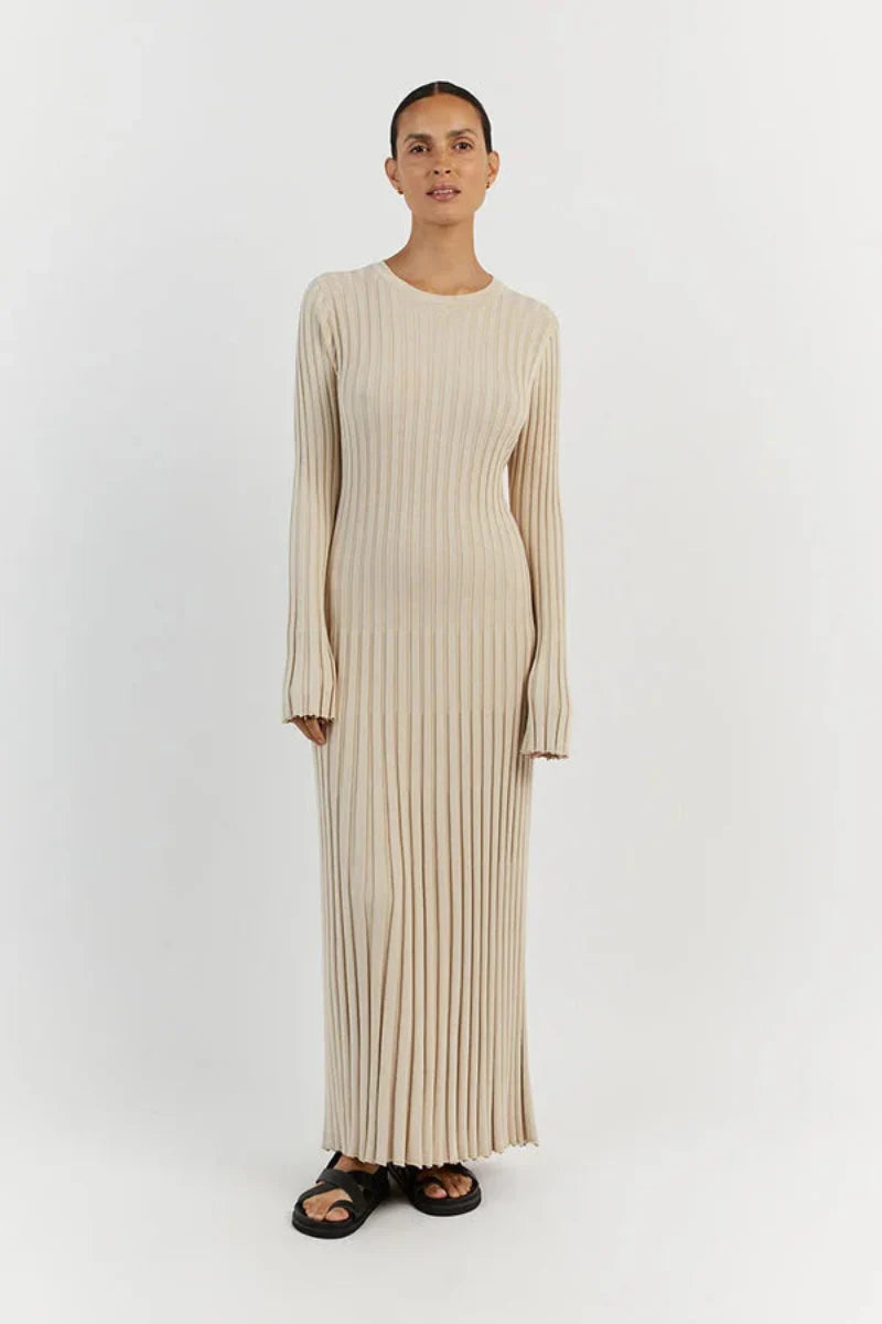 Women's Knit Long Sleeve Dress Maxi
