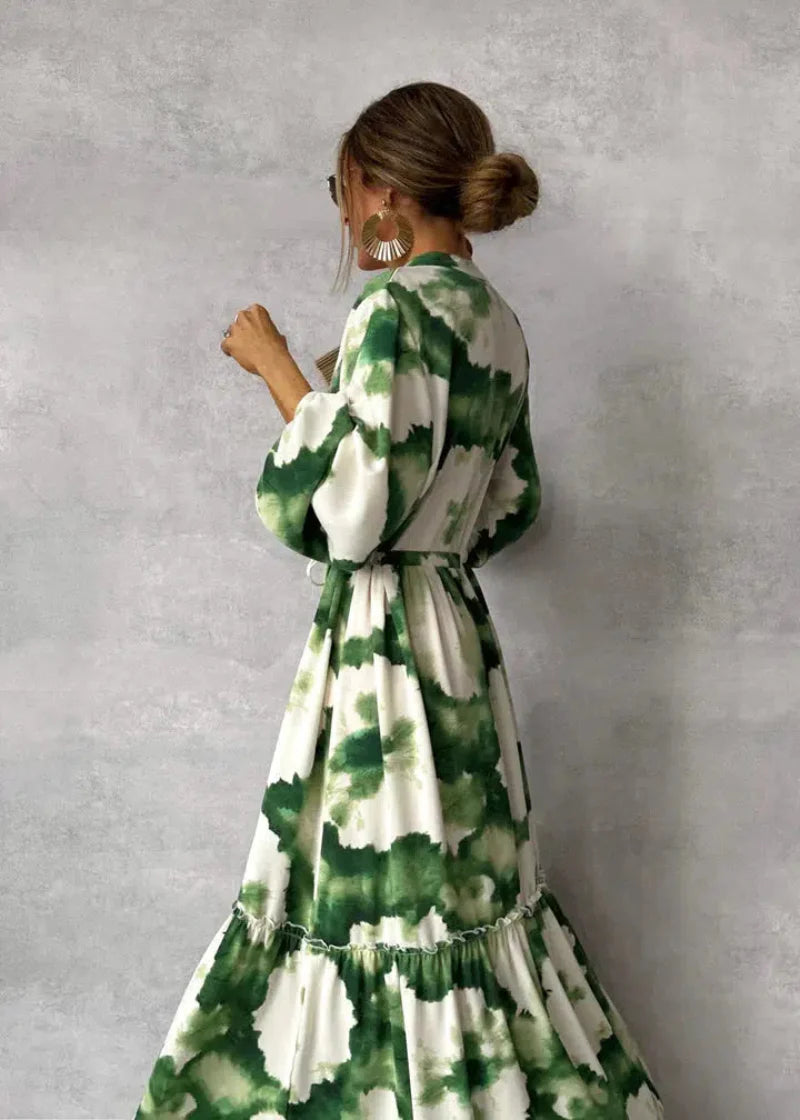 Women's Long Sleeve Maxi Shirt Dress Tiered