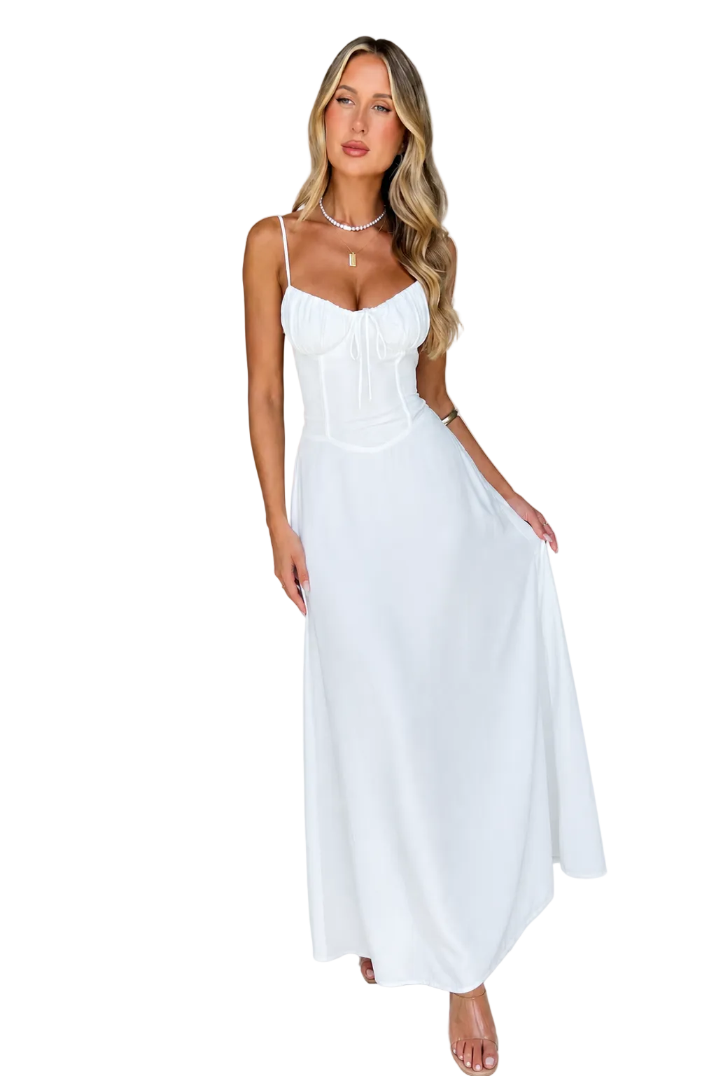 Women's Milkmaid Sweetheart Strappy Dress Maxi