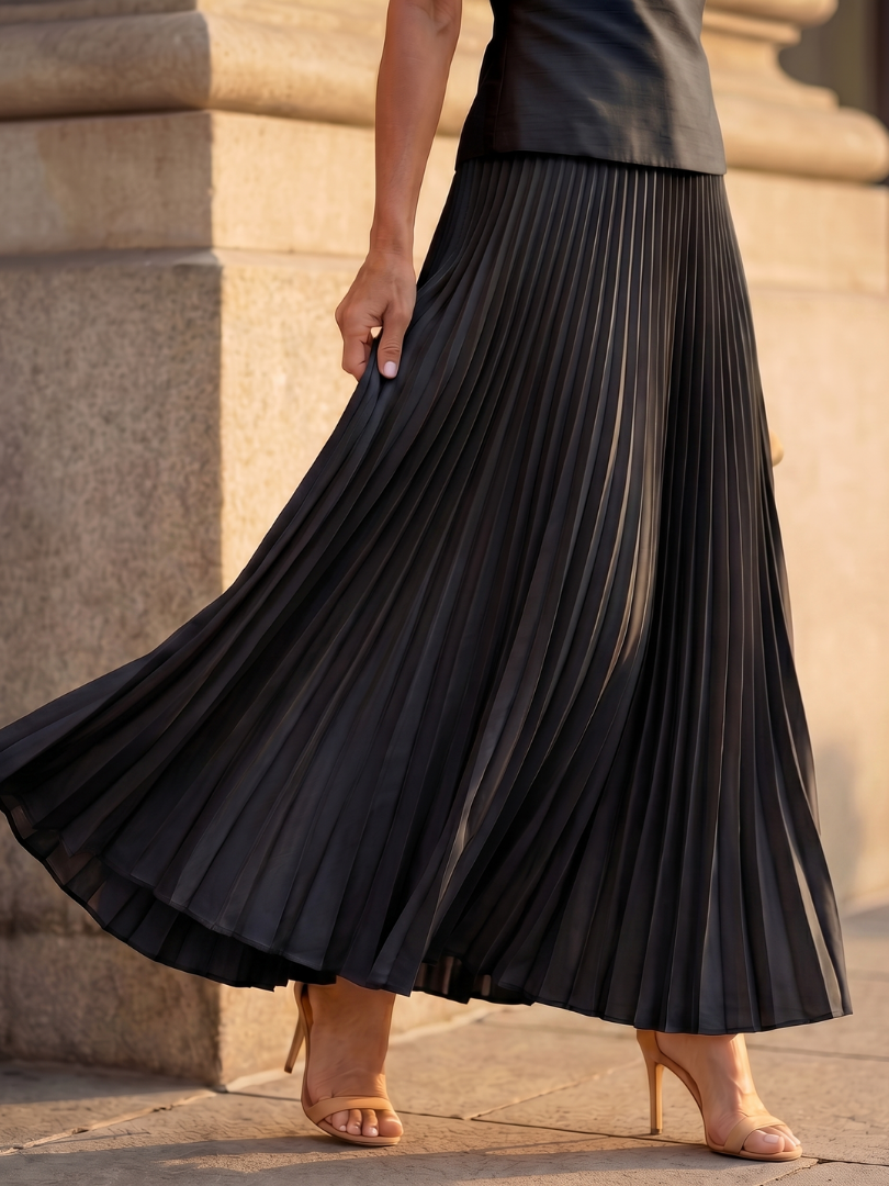 Women's Pleated Maxi Skirt Sleeveless Top Set