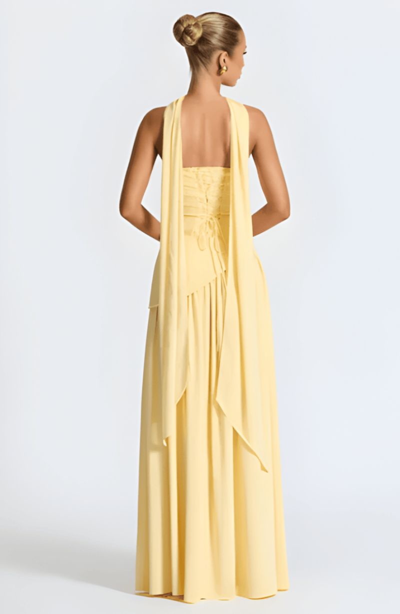 Women's Strapless Chiffon High Slit Dress Maxi
