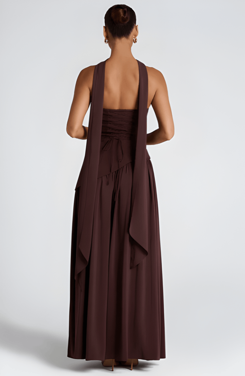 Women's Strapless Chiffon High Slit Dress Maxi