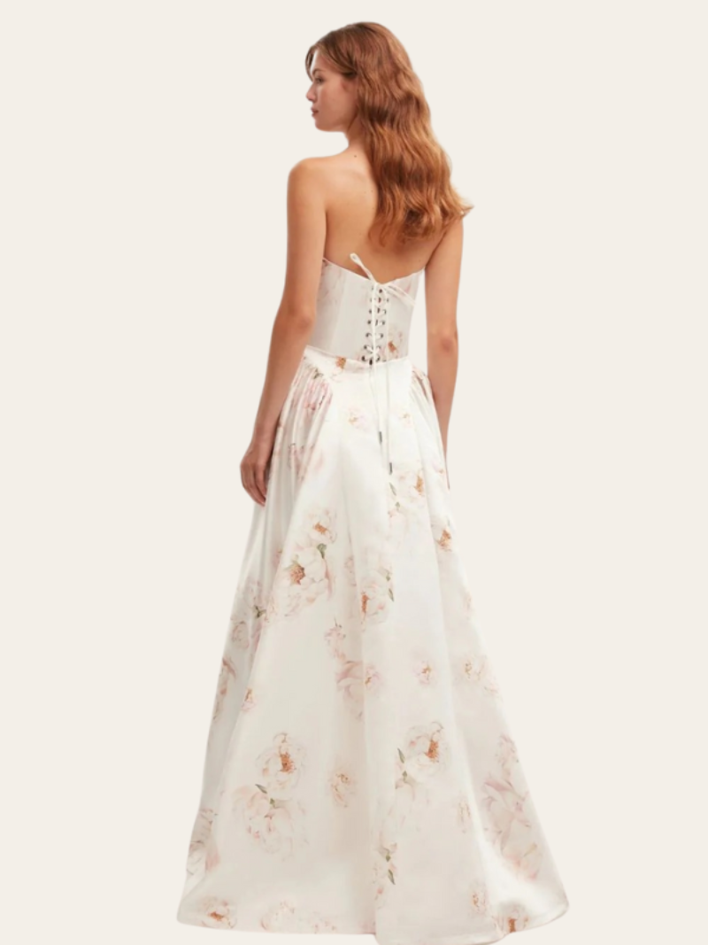 Women's Strapless Floral Maxi Dress