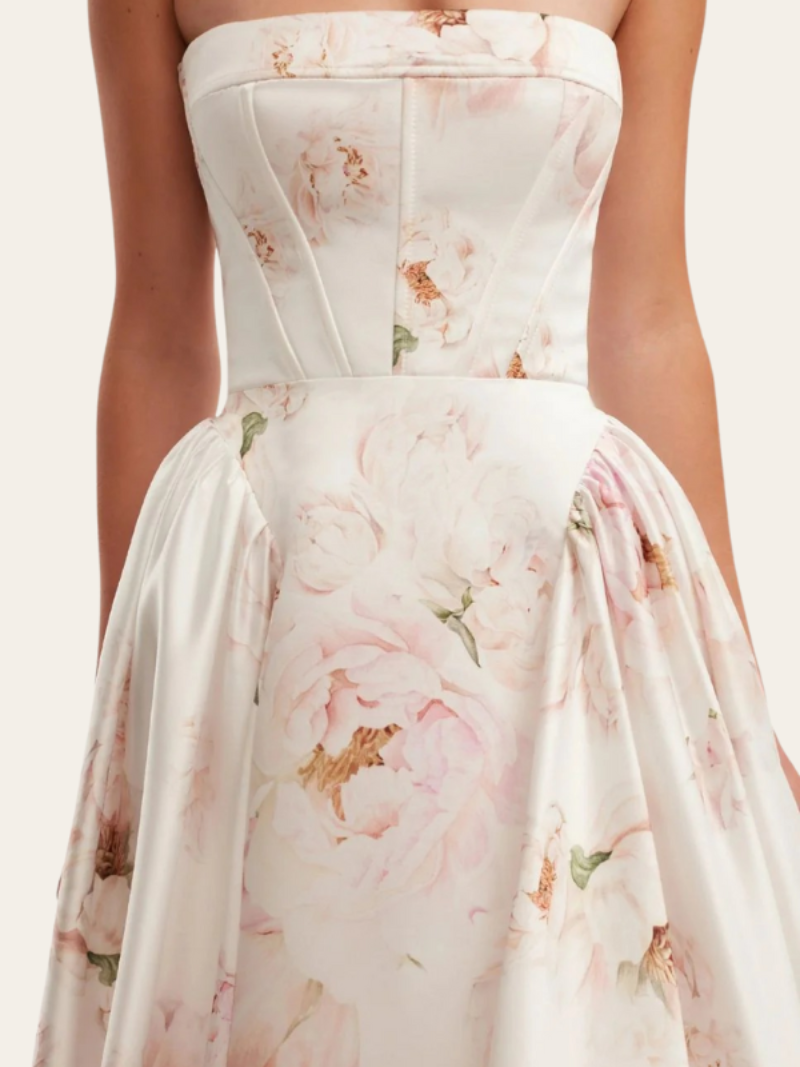 Women's Strapless Floral Maxi Dress