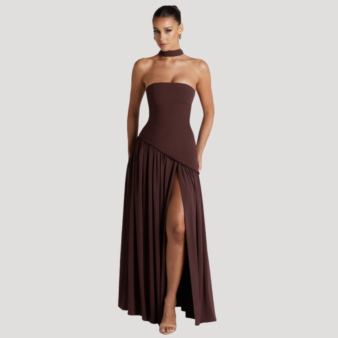 Women's Strapless High Slit Dress Maxi