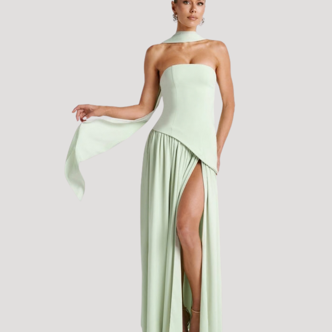 Women's Strapless High Slit Dress Maxi
