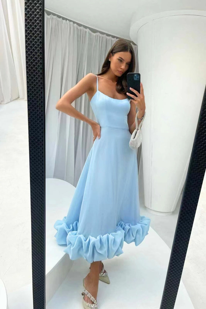 Women's A Line Midi Dress with Ruffle Hem