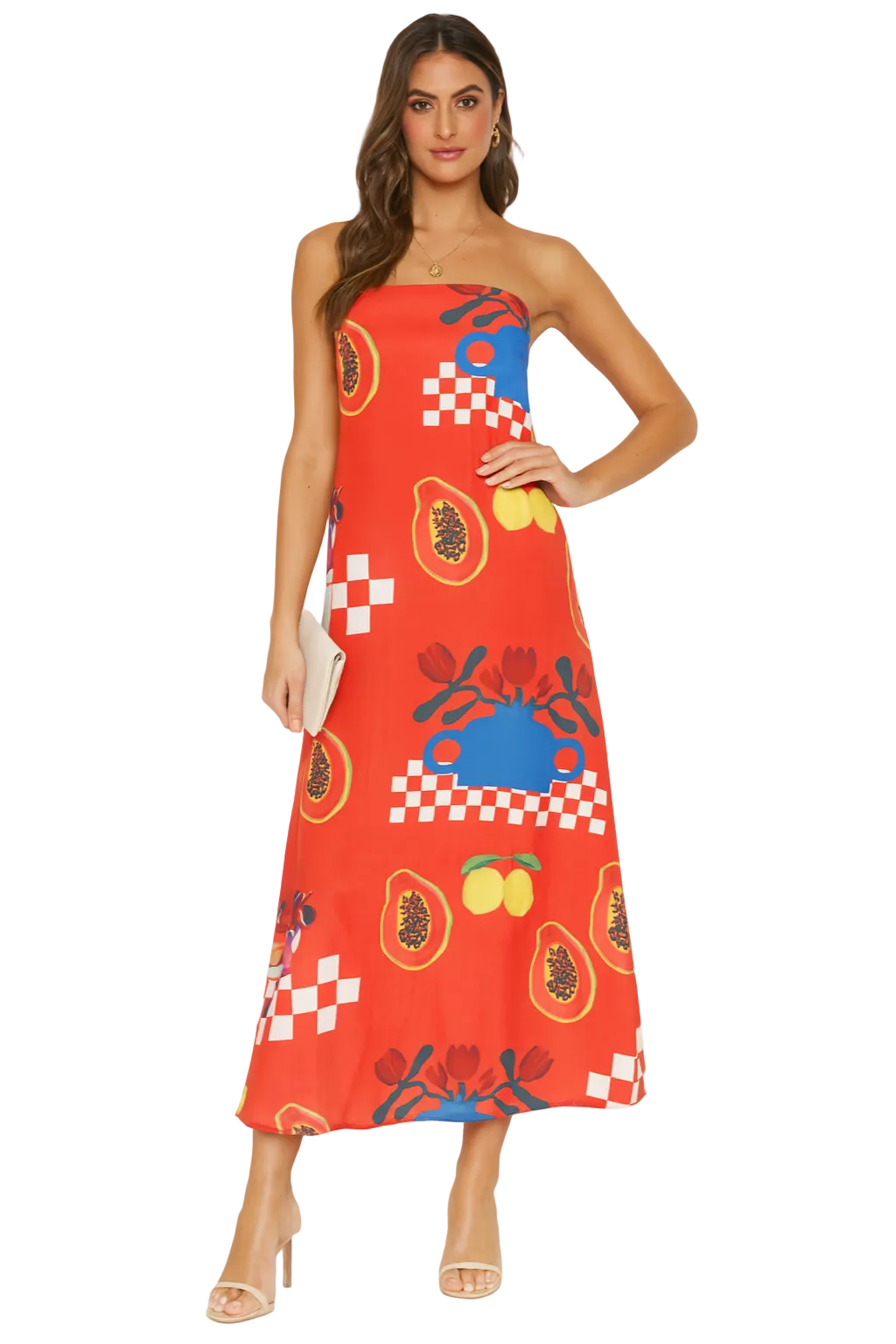 Women's Bandeau Printed Dress Maxi