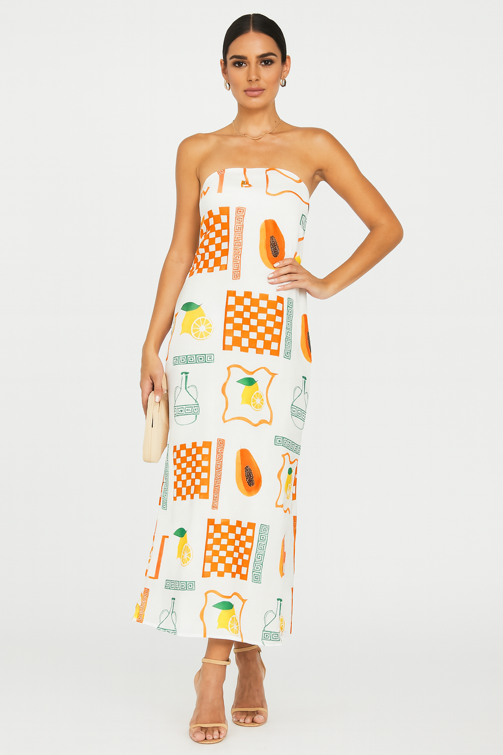 Women's Bandeau Printed Dress Maxi