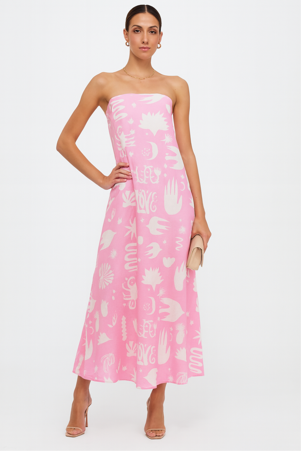 Women's Bandeau Printed Dress Maxi