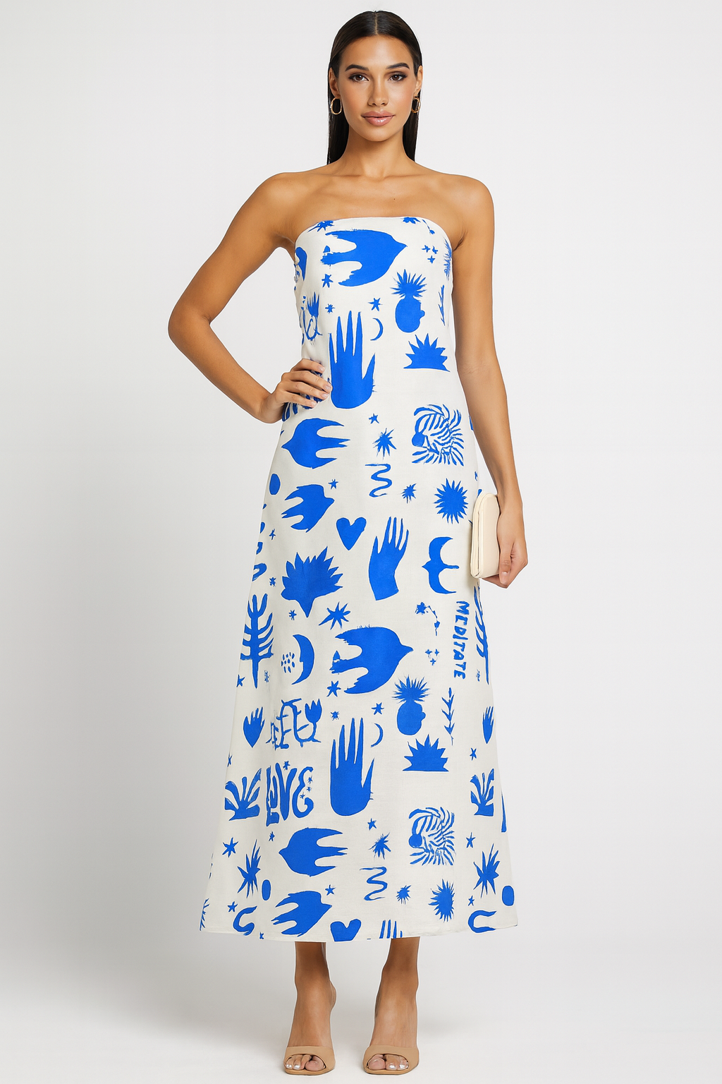 Women's Bandeau Printed Dress Maxi