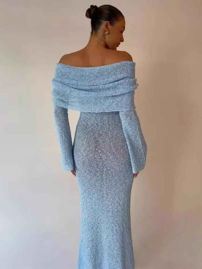 Women's Bardot Long Sleeve Bell Sleeve Dress Maxi