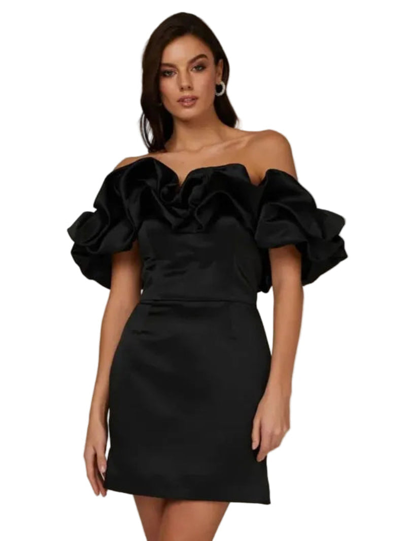 Women's Bardot Ruffle Bodycon Dress Mini