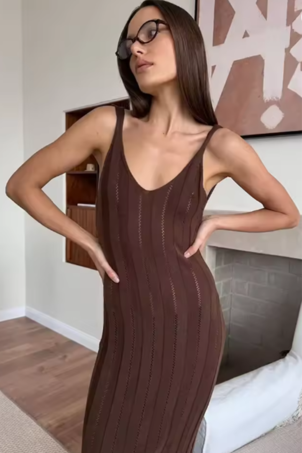 Women's Deep V Neck Sleeveless Dress Maxi
