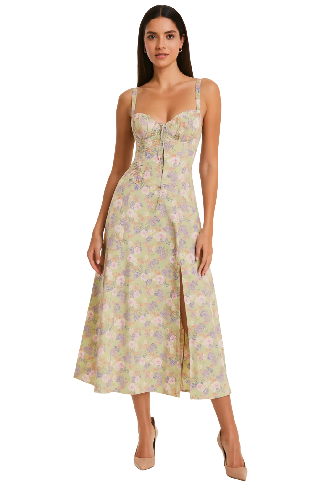 Women's Floral Corset Dress Midi
