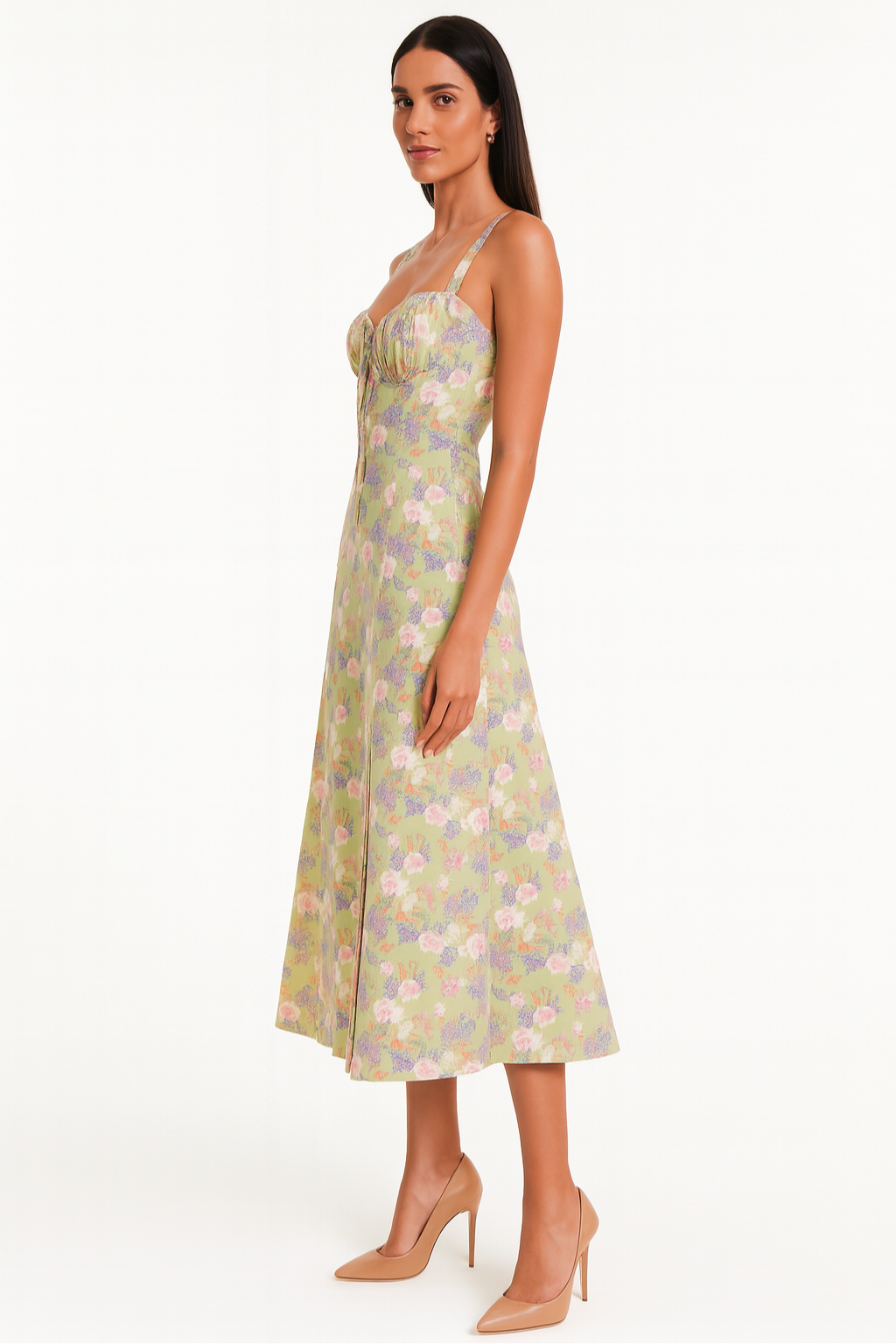 Women's Floral Corset Dress Midi