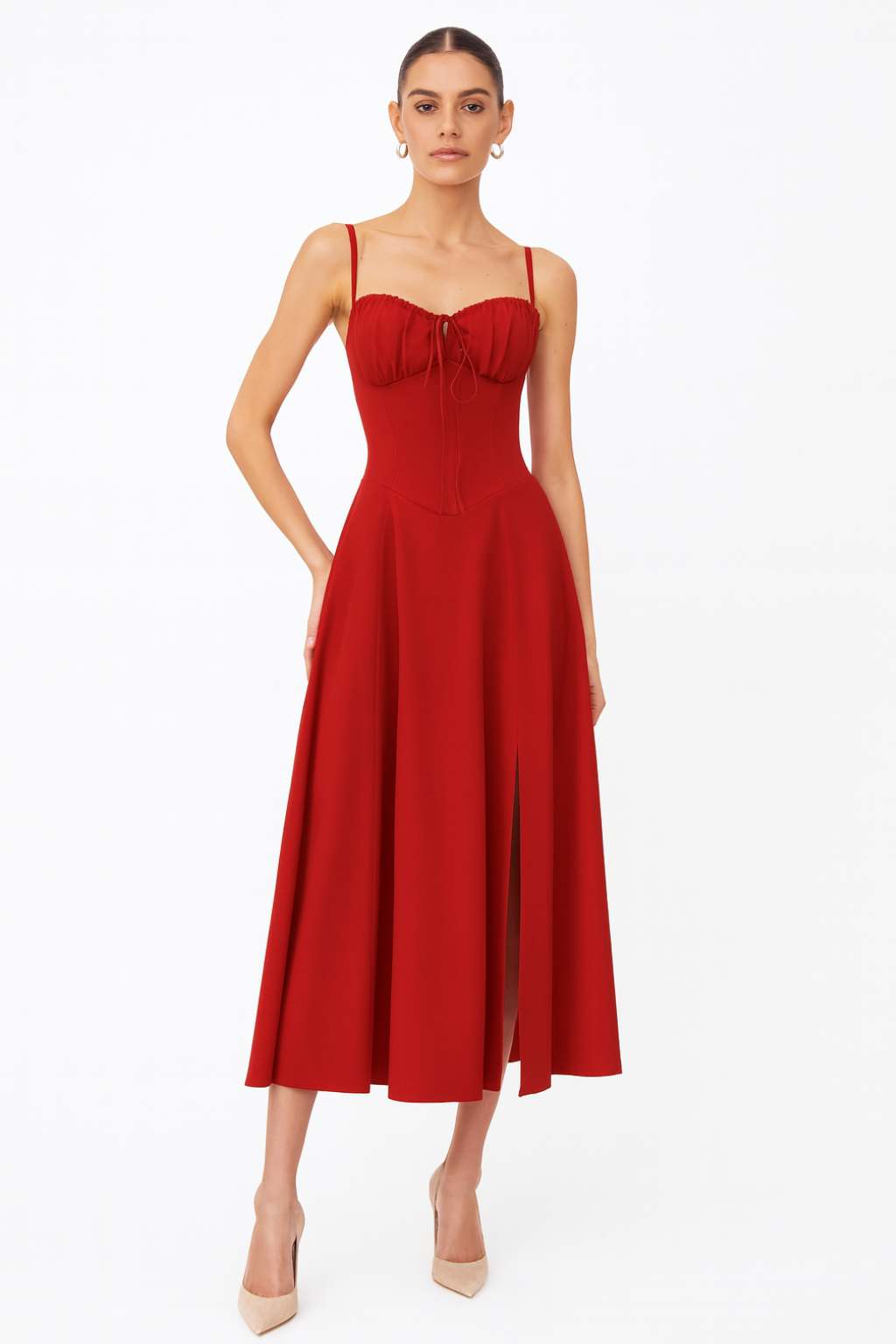 Women's Floral Corset Dress Midi