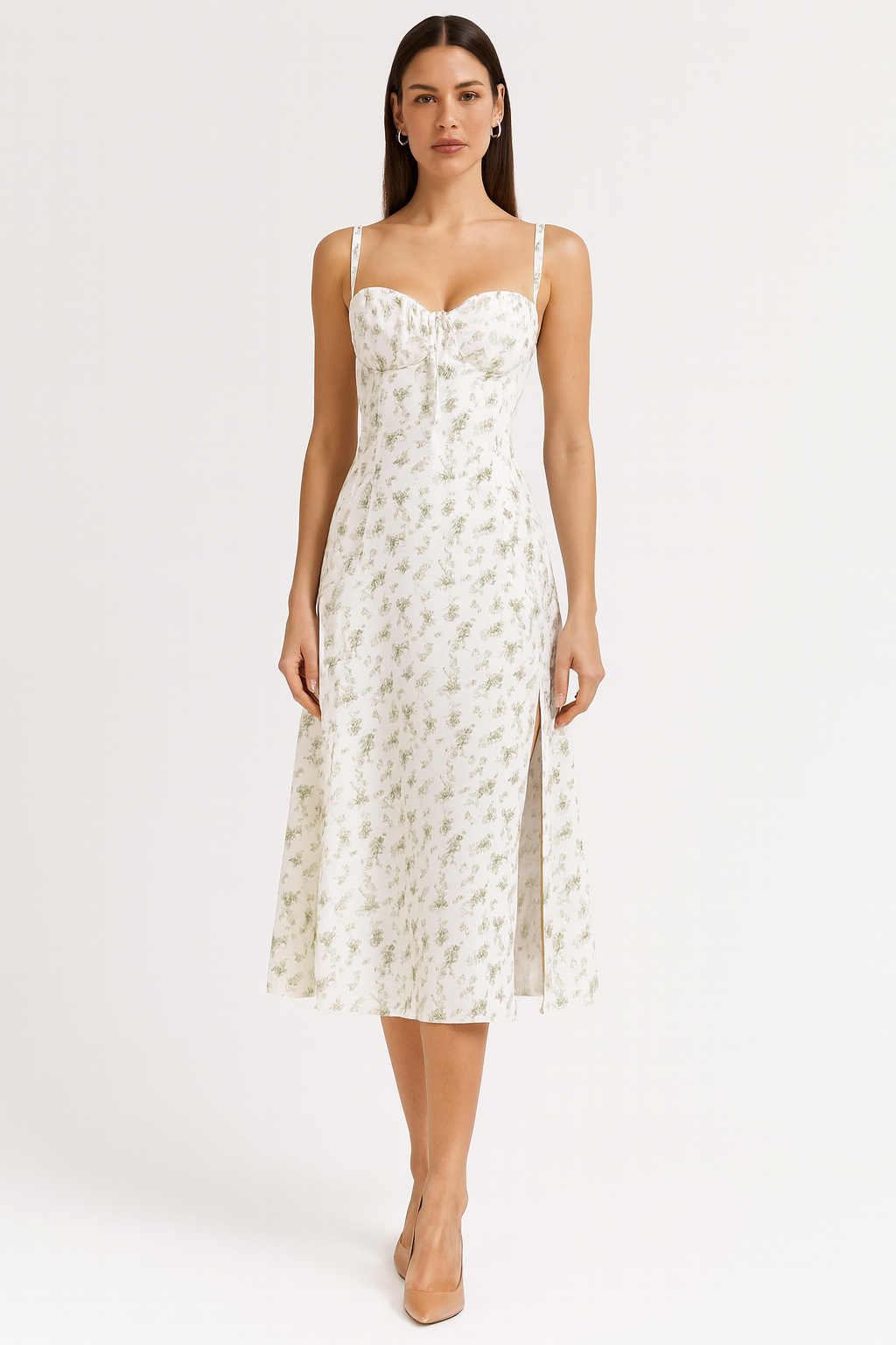 Women's Floral Corset Dress Midi
