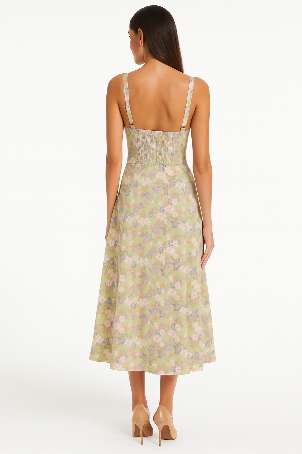 Women's Floral Corset Dress Midi
