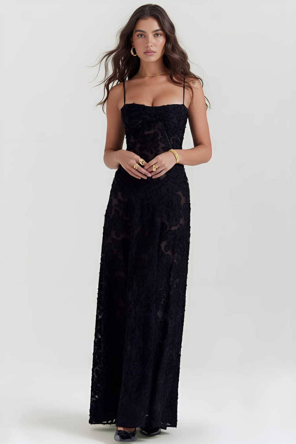 Women's Floral Maxi Dress with Strap