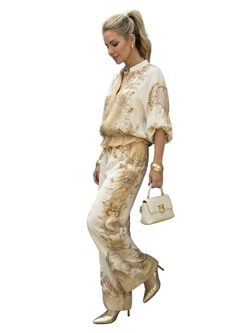 Women's Floral Wide Leg Trouser Suit
