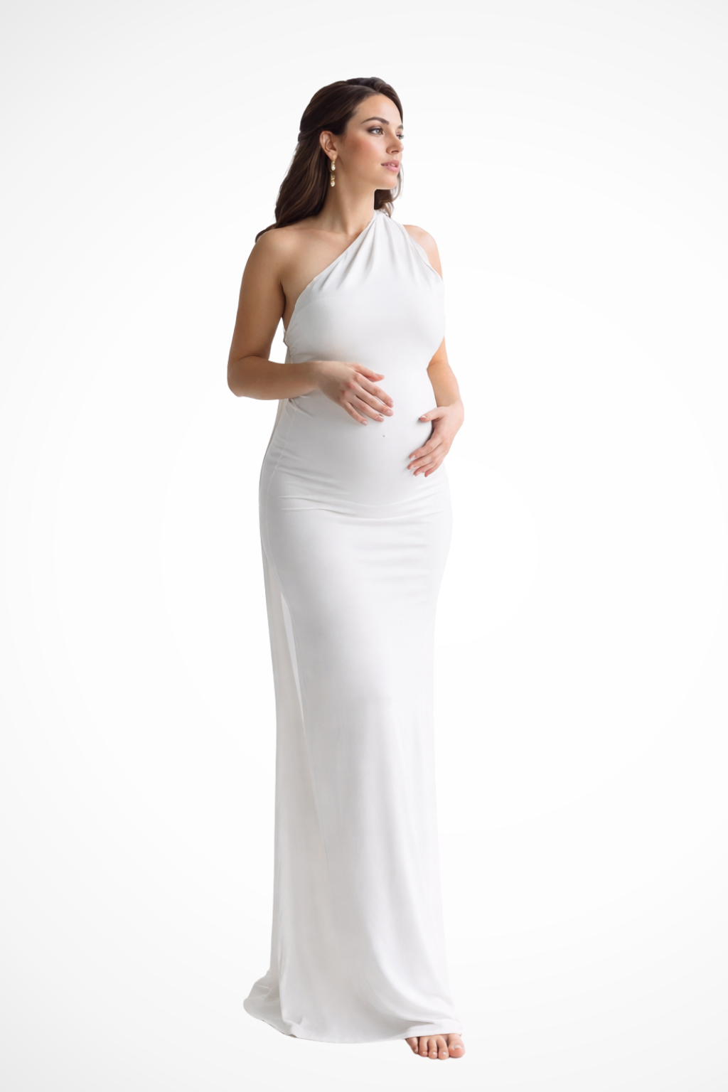 Women's Halter Neck Draped Maternity Dress Maxi