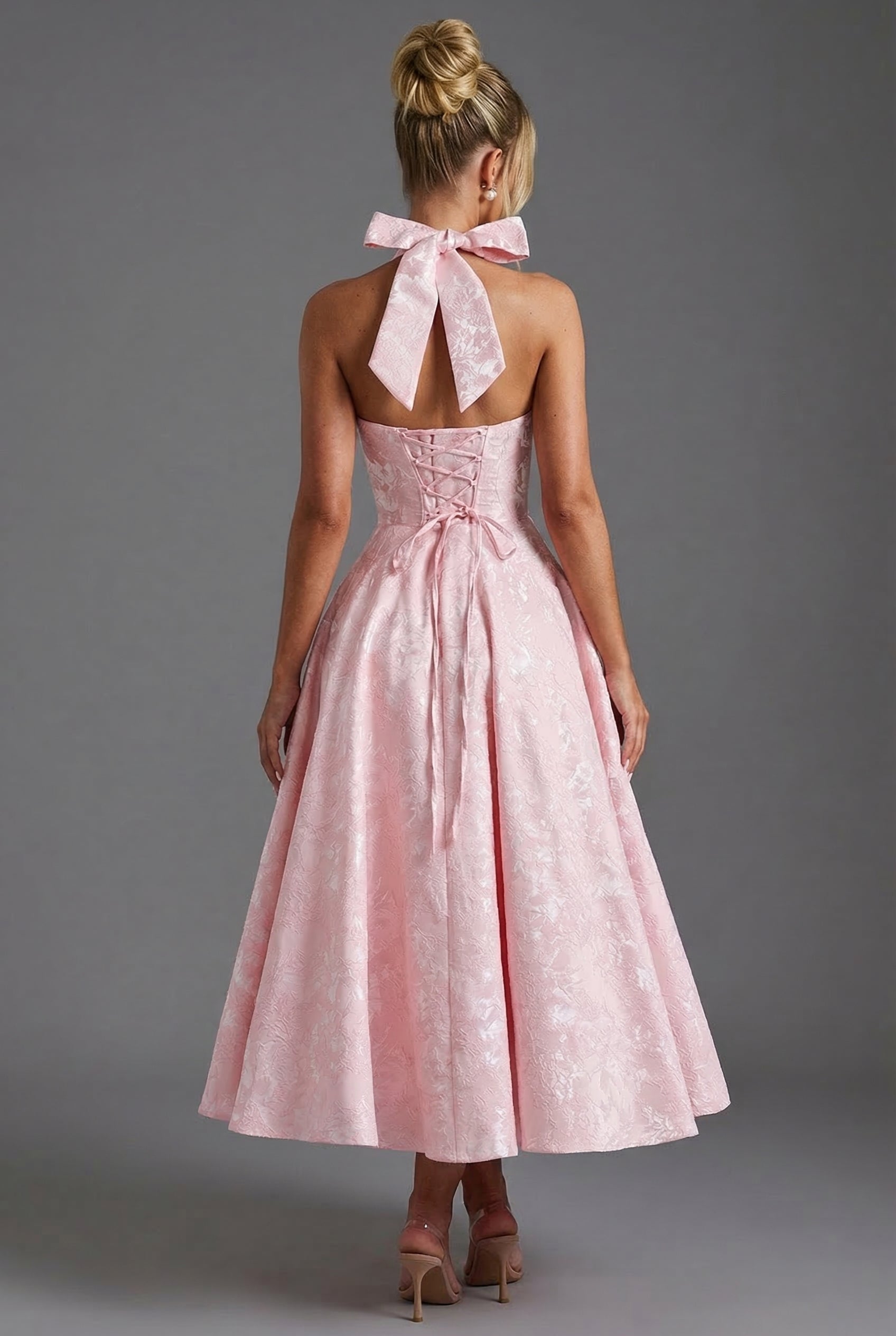 Women's Halter Neck Full Skirt Dress Midi