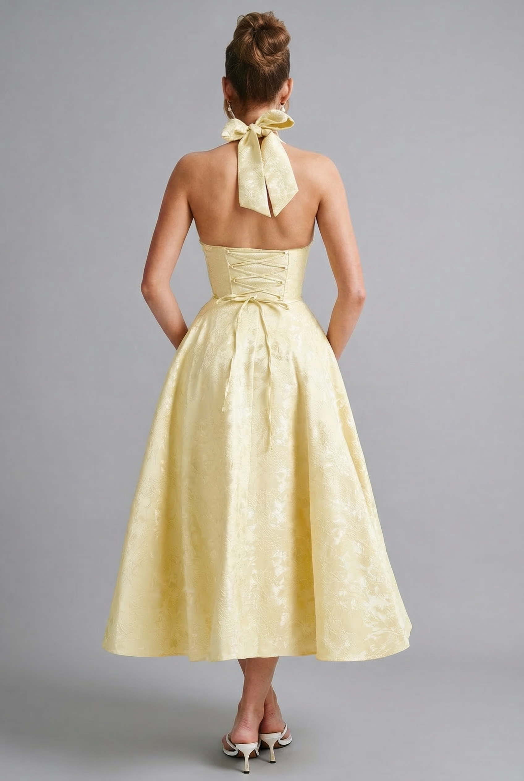 Women's Halter Neck Full Skirt Dress Midi