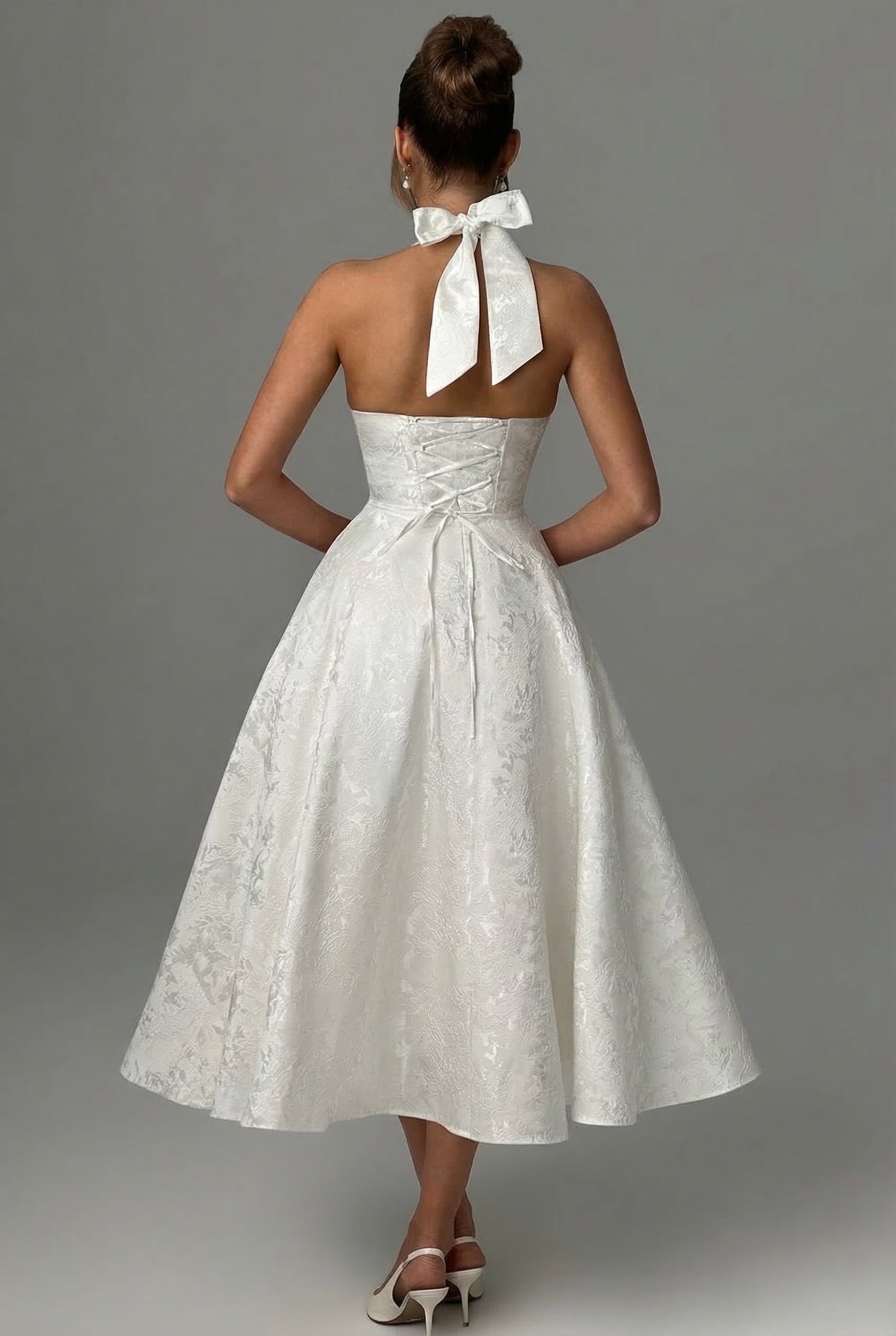 Women's Halter Neck Full Skirt Dress Midi