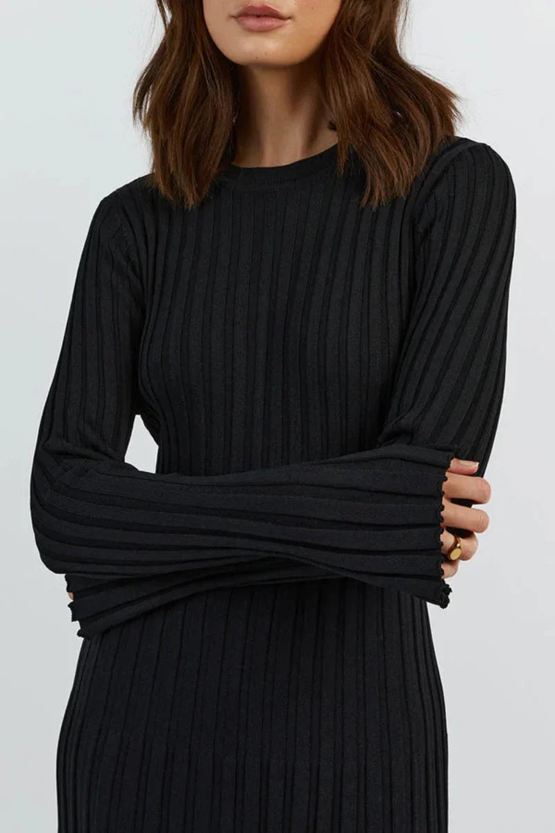 Women's Knit Long Sleeve Dress Maxi