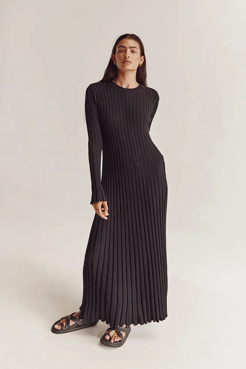 Women's Knit Long Sleeve Dress Maxi