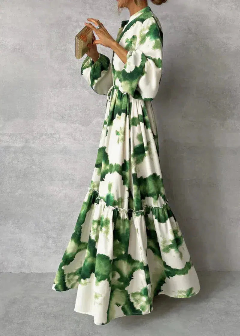 Women's Long Sleeve Maxi Shirt Dress Tiered