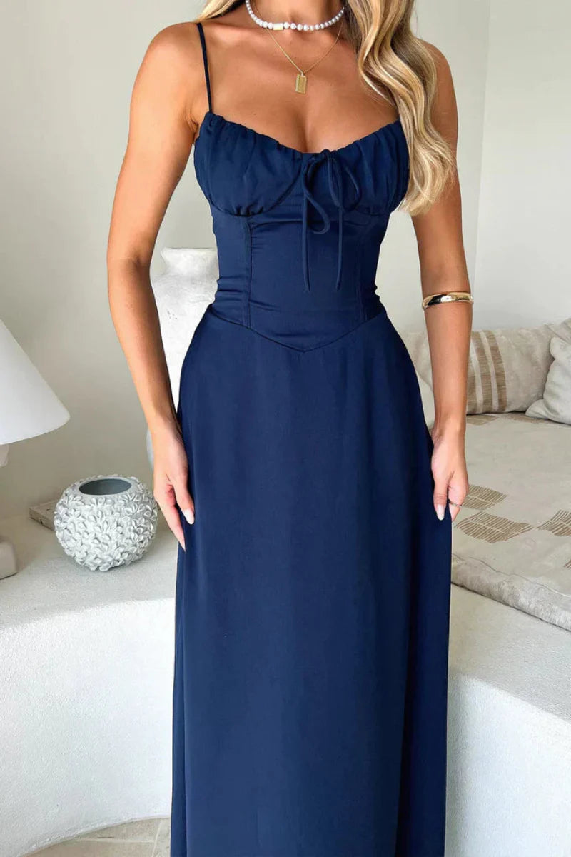 Women's Milkmaid Sweetheart Strappy Dress Maxi