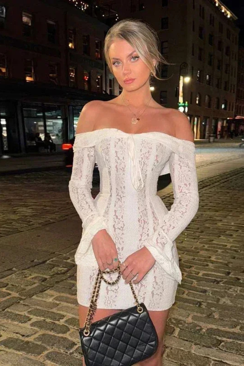 Women's Off Shoulder Bell Sleeve Dress Mini