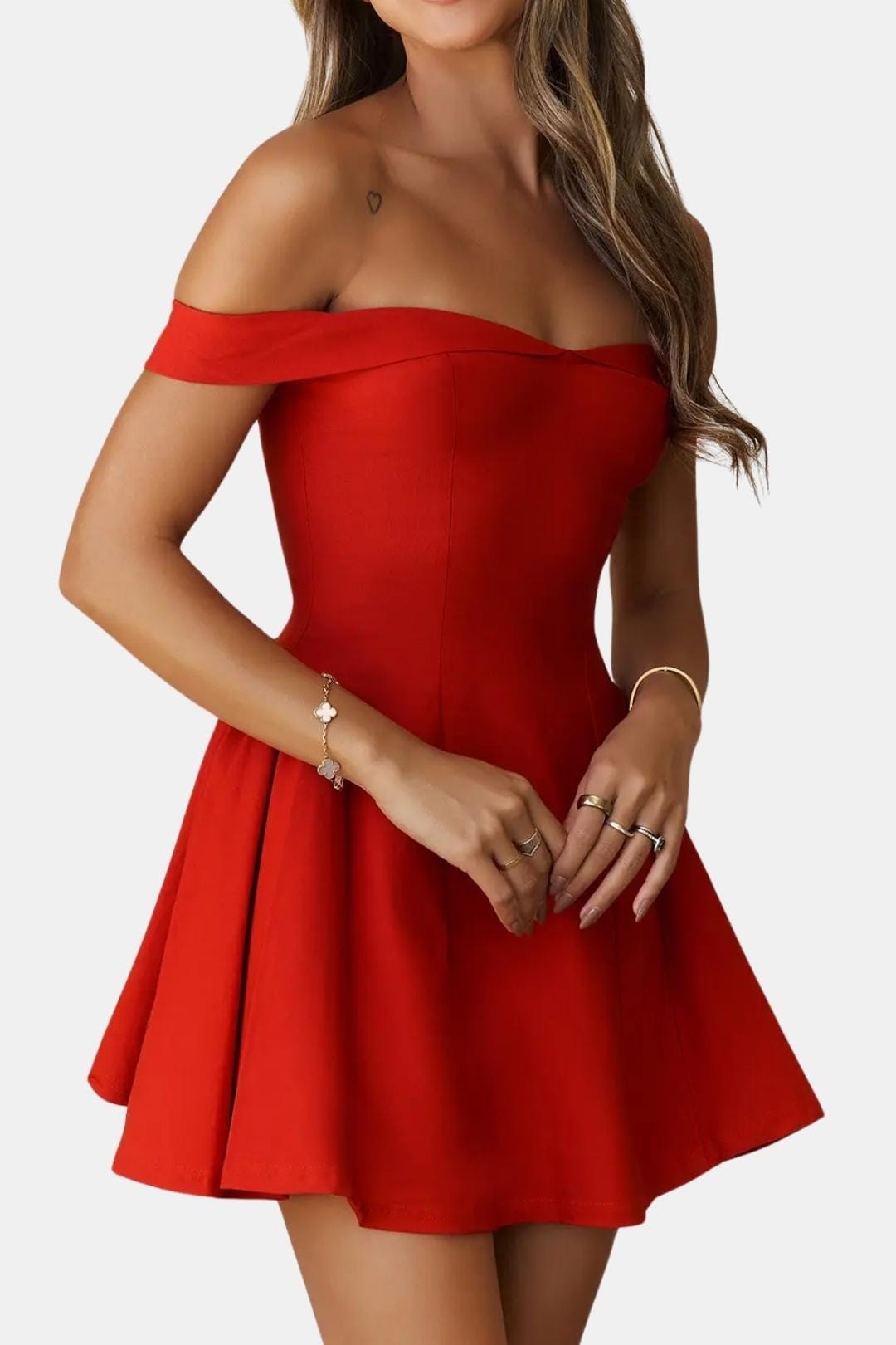 Women's Off Shoulder Sweetheart Corset A Line Dress Mini