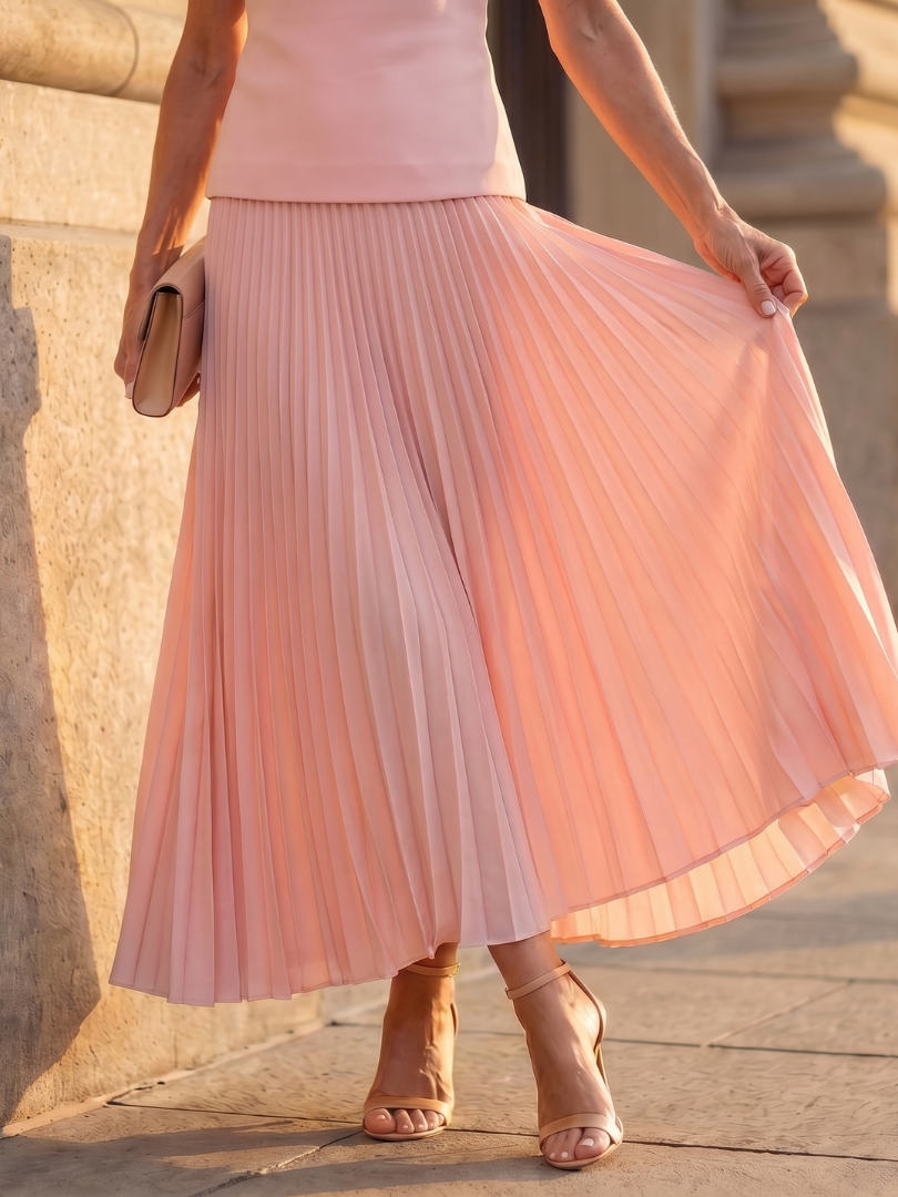 Women's Pleated Maxi Skirt Sleeveless Top Set
